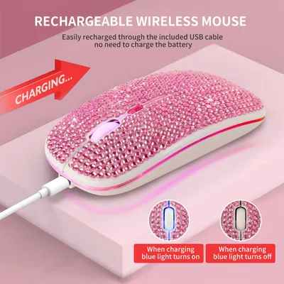 Office Rechargeable Mute Crystal Rhinestone Mouse