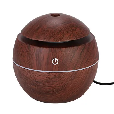 Portable Mini Wood Grain Round Air Humidifier, Household Desktop Ultrasonic Humidifier, Air Purifier Aroma Diffuser For Indoor Use