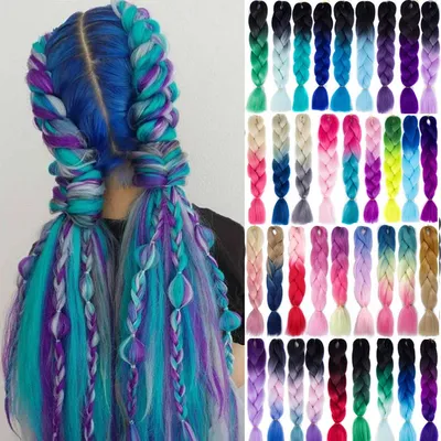Colorful Synthetic hair Braids Ombre Braiding Hair Extensions 24Inch 100g