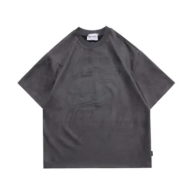 Hip-hop Fashion Brand Faux Deerskin Velvet Loose Couple Letter Print Top