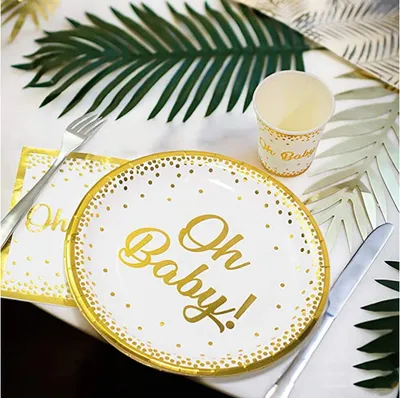 oh baby baby theme paper cup paper plate