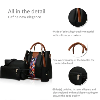 Women Handbags Shoulder Bags 4 Pcs Handbags For Ladies Top-Handles Crossbody Bags Purse Wallet