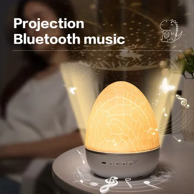 Night Light Dinosaur Eggshell Rotating Projector Romantic Starry Desk Lamp Colors Changing Gift For Children And Party