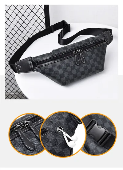 New Men's Plaid Wind Chest Bag Shoulder Messenger Waist Bag