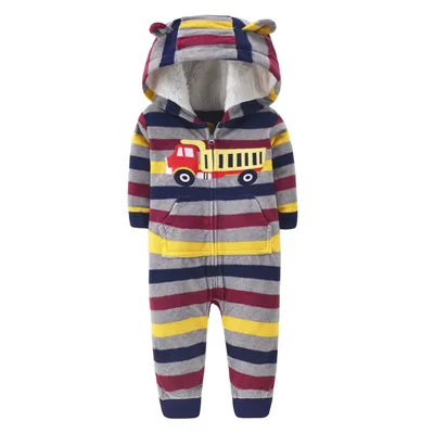 Baby Fleece Long Sleeve Hooded Bodysuit