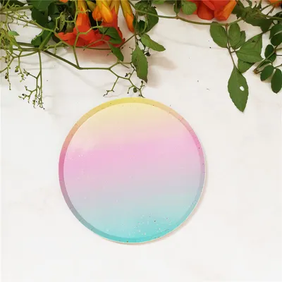 New Rainbow Round Flat Plate Disposable Party Paper Tableware Birthday Party Party Picnic Plate