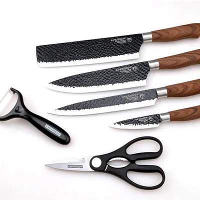 Kitchen Knives Stainless Steel Black Non-stick Knife 6 Piece Set