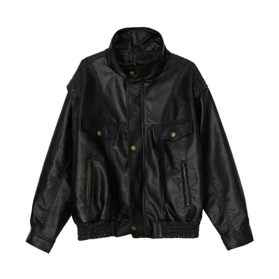 Men's Lychee Leather Retro Motorcycle Leather Jacket