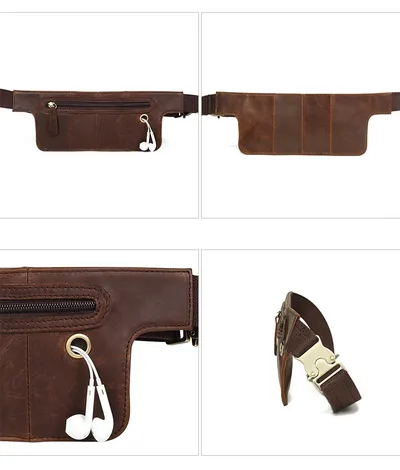 Men's retro leather belt bag