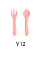 High Quality Natural 100 Food Grade Inventory Easy To Rinse Spoon Weaning Unbreakable Rubber Fork Dishwasher Safe Feeding Set