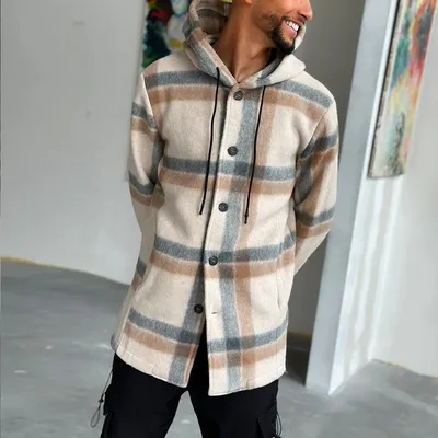 Men's Fashion Hooded Plaid Casual Youth