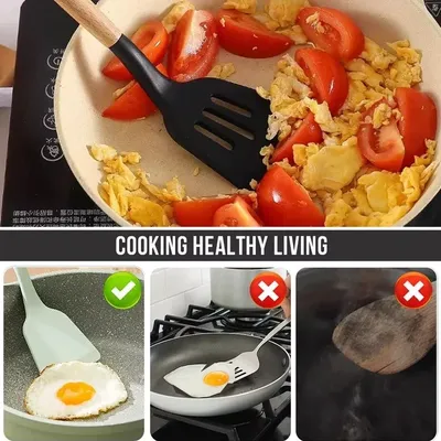 14-Piece Silicone Kitchen Utensils Set Non-stick Cooking Spoon And Baking Tools---Black