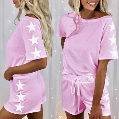 Round Neck Fashion Casual Suit Home Service Pajamas Women