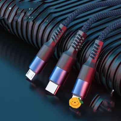 New Nylon Braided 3A Round Head One Tow Three Fast Charging Data Cable
