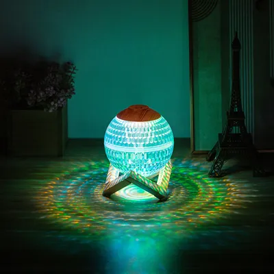 مرطب هواء صغير الحجم بتصميم كرة كريستالية، ألوان RGB، إبداعي، رذاذ صامت، تحكم في مستوى الصوت