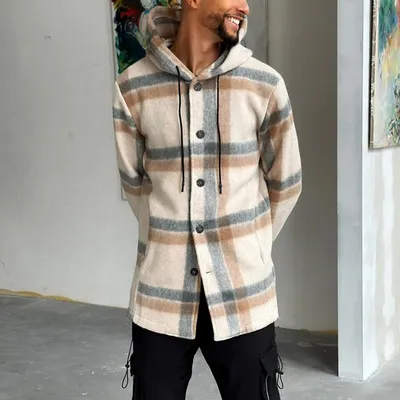 Men's Fashion Hooded Plaid Casual Youth