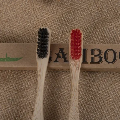 toothbrush with wavy handle bamboo wood