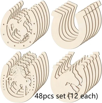 Wooden Unfinished Horseshoe Craft Party Decor