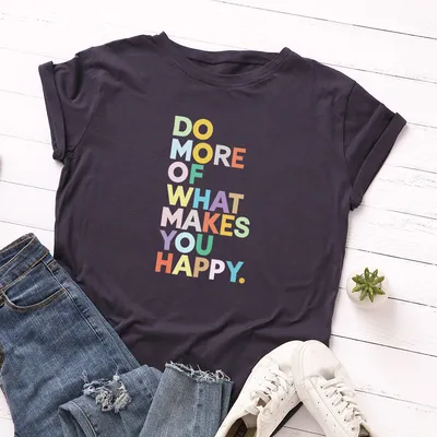 Women's Loose Round Neck Short-sleeved T-shirt With Letters