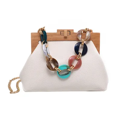 Colorful disc acrylic chain women's shoulder bag
