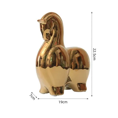Simple Abstract Black And White Strip Matte Horse Ornaments Ceramic Crafts