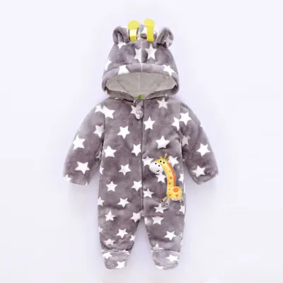 Winter jumpsuit velvet hooded baby clothing
