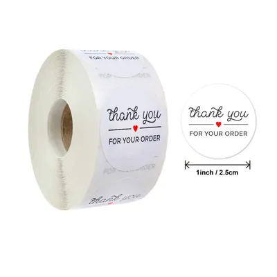 Round Thank You For Ordering Sticker Store Gift White Label Sticker 500 Pcs