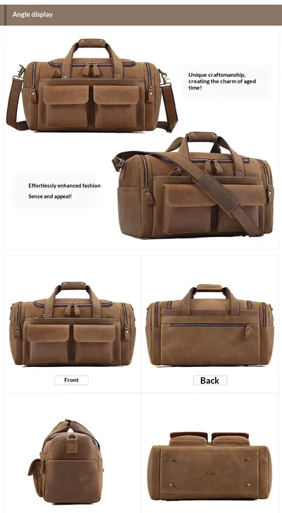 New Men's Genuine Leather Travel Bag, First-Layer Cowhide, Large Capacity Men's Handbag, Casual Travel And Business Trip Luggage Bag