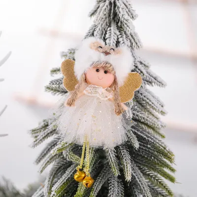 Christmas net yarn sequined antler angel pendant
