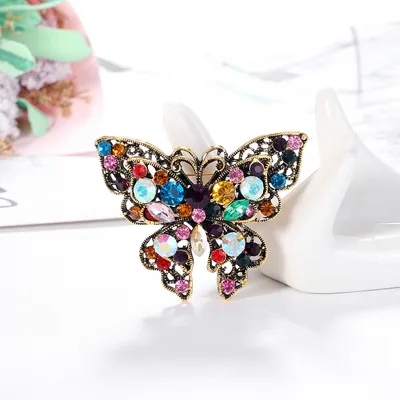 Fashion Butterfly Color Rhinestone Brooch