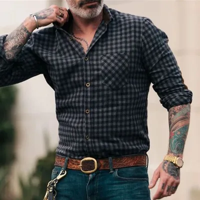 New Plaid Men's Casual Shirt Long-sleeved Top