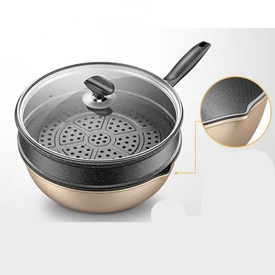 مقلاة حث منزلية من نوع Honeycomb Wok مع موقد غاز مخصص