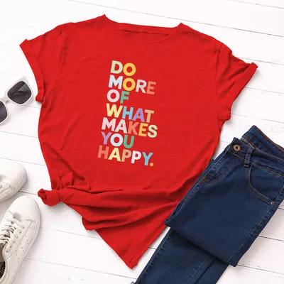 Women's Loose Round Neck Short-sleeved T-shirt With Letters