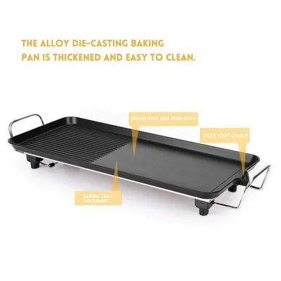 Large Teppanyaki Grill Table Electric Hot Plate Bbq Griddle Camping 1500W