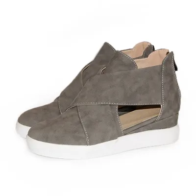 New style zipper wedge women's shoes