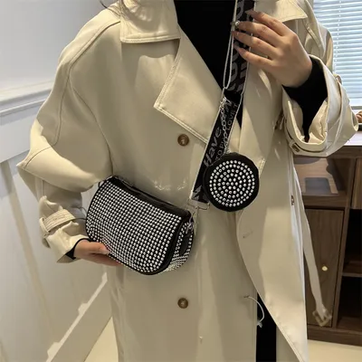 Rhinestone Shoulder Bag With Small Purse Fashion Party Underarm Crossbody Bag For Women Luxury