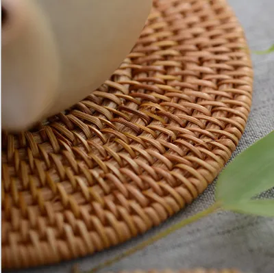 Hand-woven Vietnamese rattan coaster