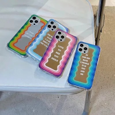 Striped Letter Mirror Phone Soft Case