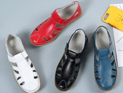 Handmade Vintage Leather Sandals Comfortable Soft Sole Mom Shoes
