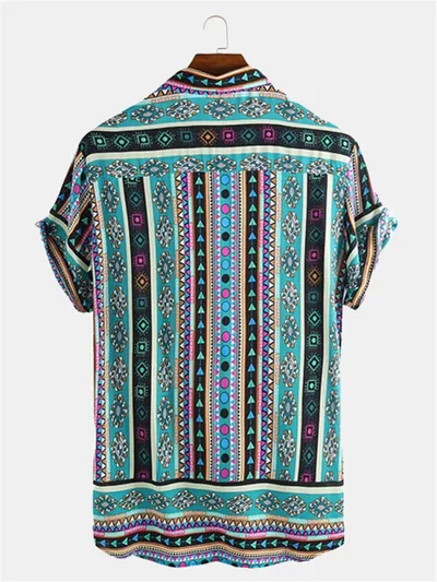 Striped men's short sleeve shirt