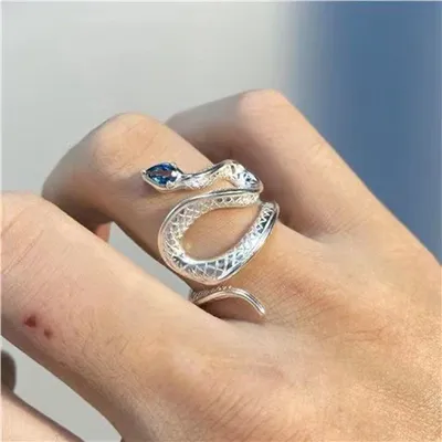 Euramerican Wind Topa Stone Snake Ring Personality