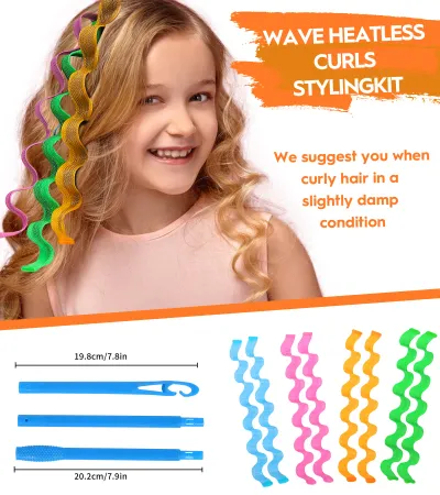 Heatless Hair Curlers Wave Curls Styling Kit For Women Girls On Hair Care - 30 Pcs - 6 Colors - 55 Cm 11.81 Inch