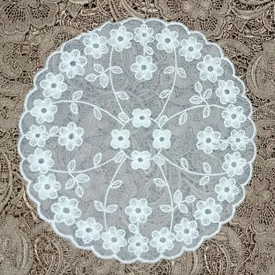Mesh Bottom Embroidery Tablecloth Lace Embroidery Coaster Cotton Thread Soft Texture Round Retro Decorative Photo Props