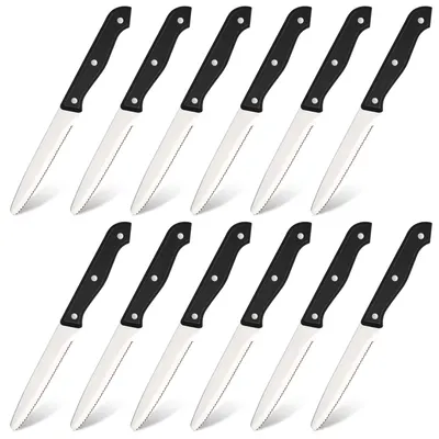 12-piece Kitchen Knife And Accessory Set With High-carbon Stainless Steel Blades, Including Meat And Steak Knives, With ABS Handles