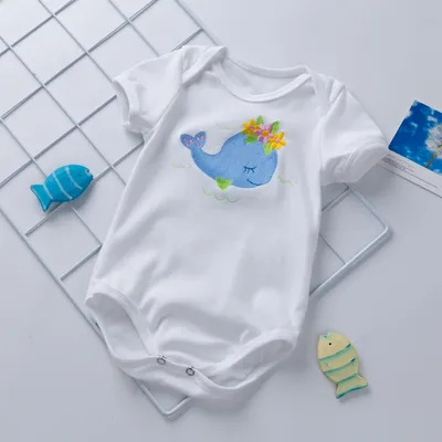 Cartoon animal alphabet black white baby romper