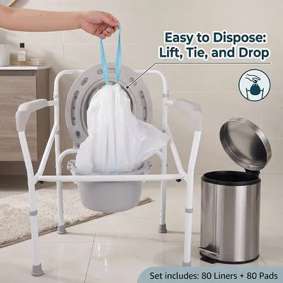 Pack Of 160 Commode Liners With Absorbent Pad Odorless Disposable Bags Universal