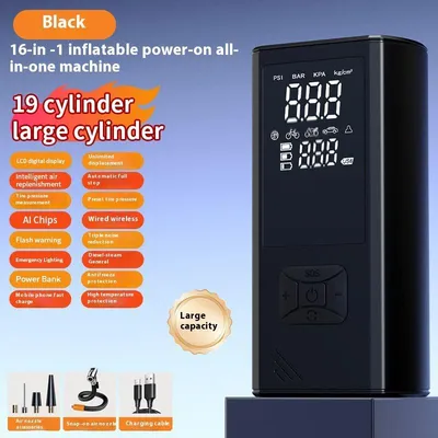 Portable Wireless Car Tire Inflator  Suitable For Cars, Motorcycles, Bicycles, And Sports Balls Features Digital Pressure Gauge, Auto-Shutoff, Faster Inflation, Self-pickup Only