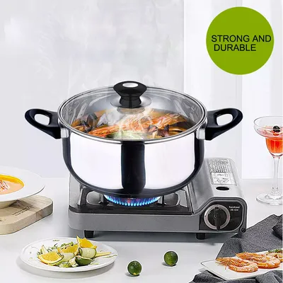 12 Piece Stainless Steel Cookware Saucepan Set Pan Pot Kitchen Cooking Glass Lid