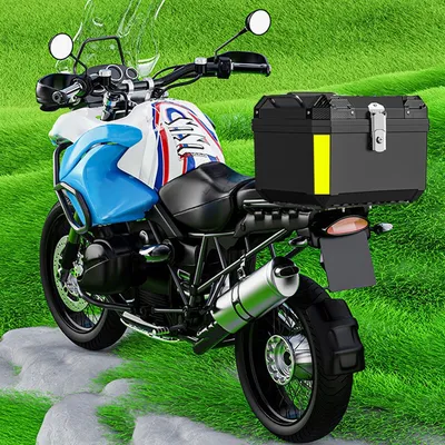 45L Motorcycle Rear Top Box Luggage Top Tail Carrier Case With Reflective Black