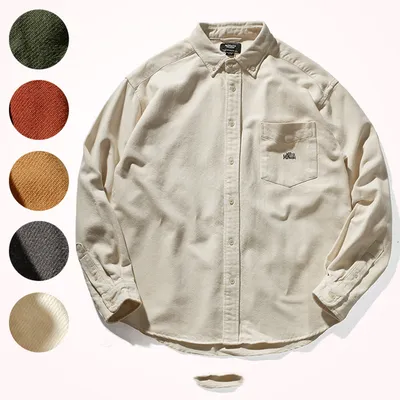 Loose Shirt Men's Trend Thickening Heavy Retro Pocket